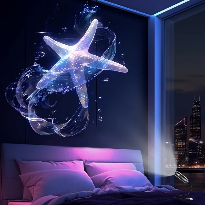 LED USB Projector Light 1/3/6pcs Projection Patterns-Adjustable Whale Butterfly Star Night Light Christmas Halloween Decoration