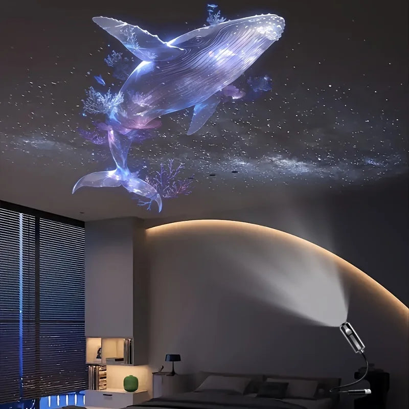 LED USB Projector Light 1/3/6pcs Projection Patterns-Adjustable Whale Butterfly Star Night Light Christmas Halloween Decoration